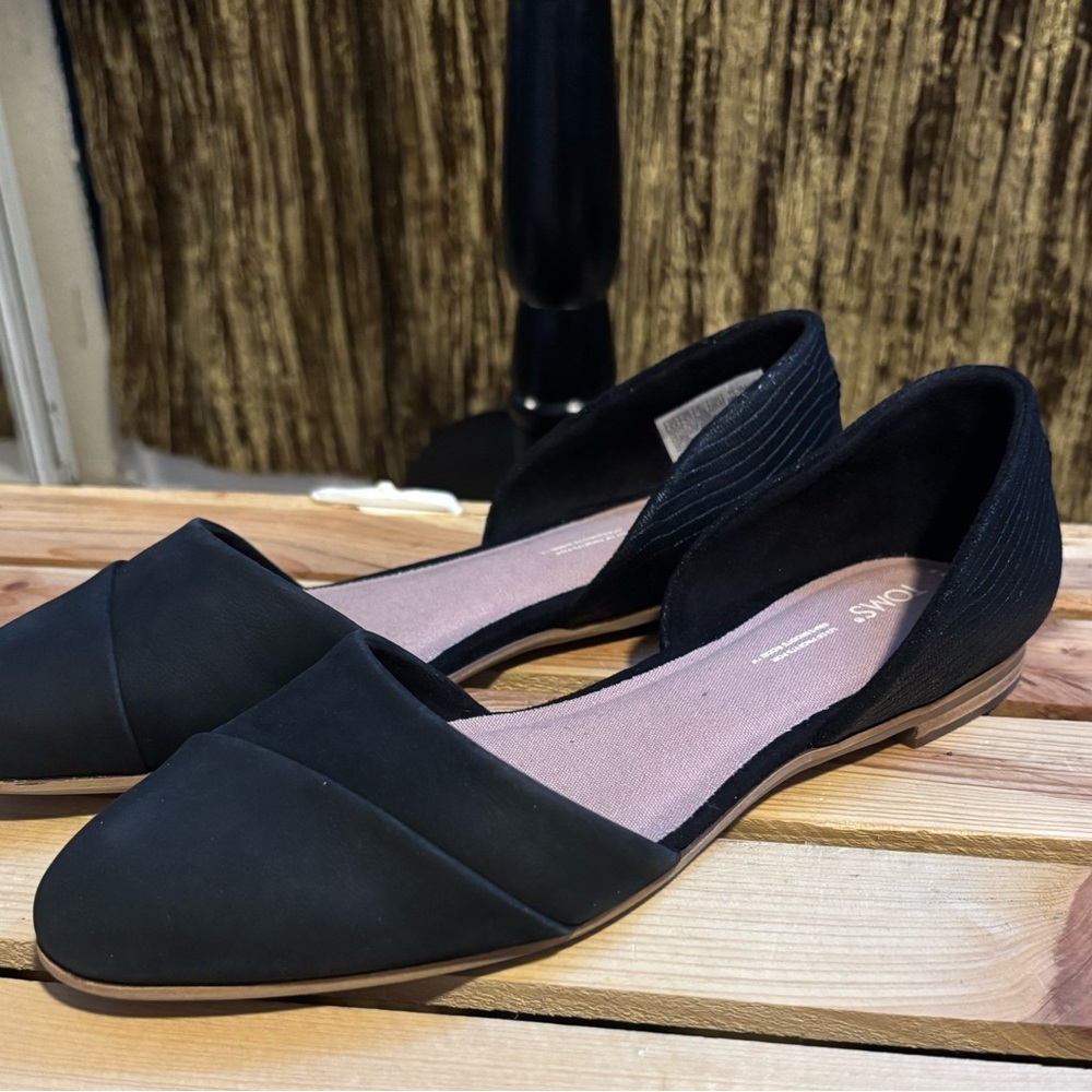 TOMS Women's Black Jutdsa Slip On d'Orsay Flats 8.5